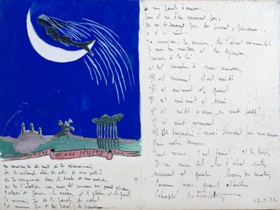Light of My Nights, Illustrated Handwritten Poem by Robert Desnos